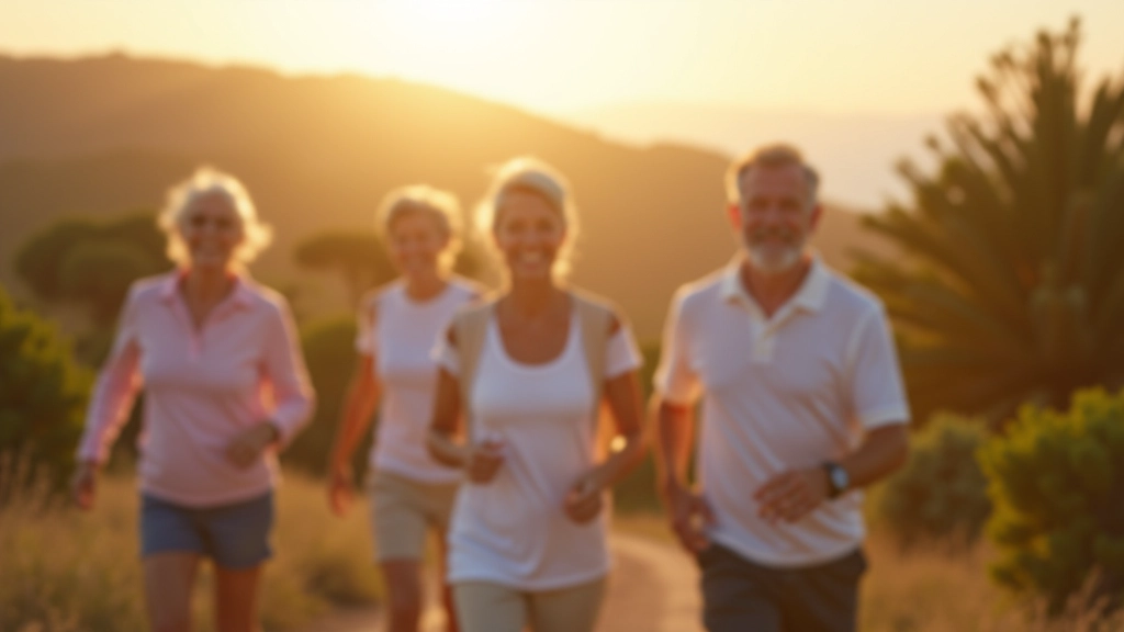 Outdoor group activity showing retirees enjoying nature and social connection