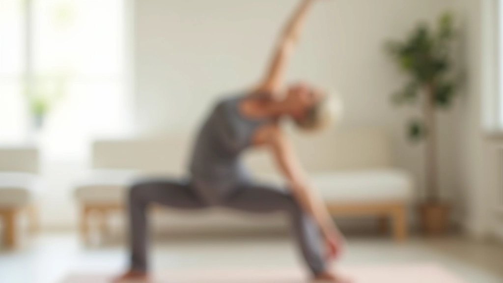 Mature woman performing a gentle hamstring stretch in comfortable clothing in a bright living room setting